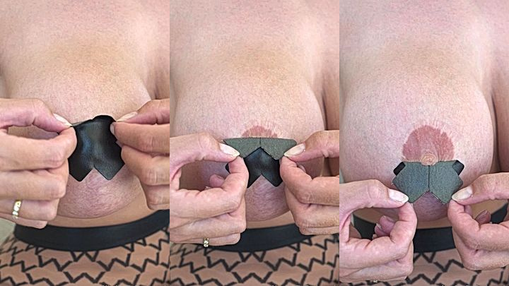 Big tits milf Missmiafit shows off her nipple