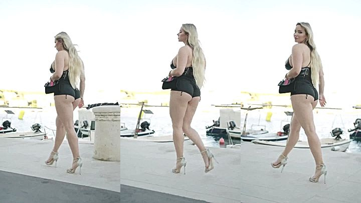 sexy onlyfans model Neringa Kriziute walks like a runwaymodel