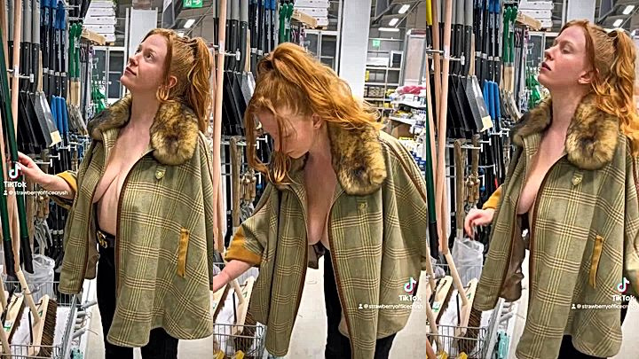 sexy british slut Imogen Lucie goes shopping and shows big tits