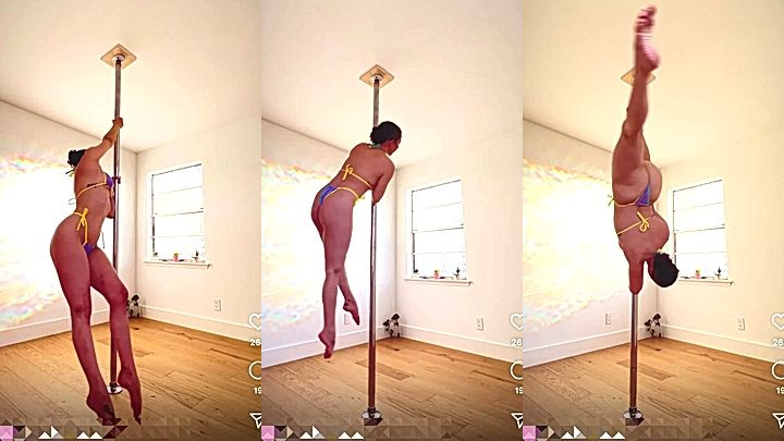 big tits Mama Fiona dancing on the pole at home onlyfans