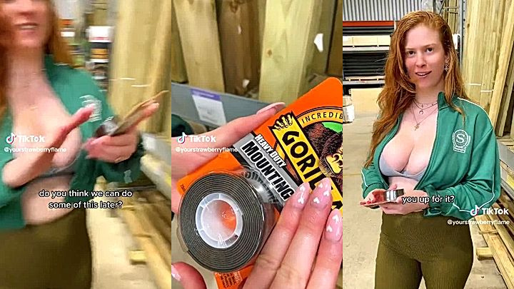 teasing video of Imogen Lucie running and shakes big natural boobs in lingerie