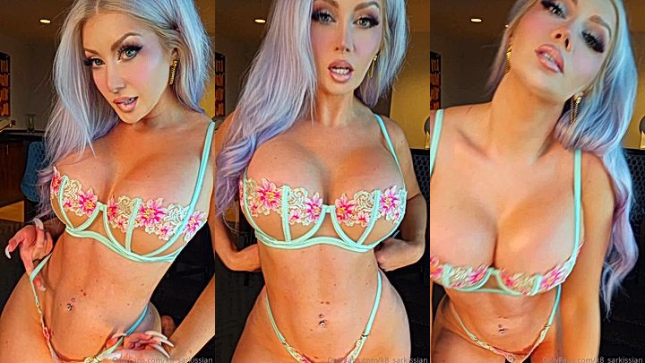 sexy model K8sarkissian shows huge tits in lingerie