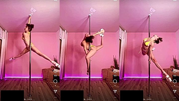 sexy stripper Mama Fiona practice on her standing iron pole onlyfans