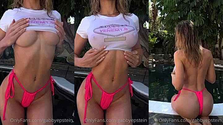 sexy wet Gabby Epstein misbehaving in the pool